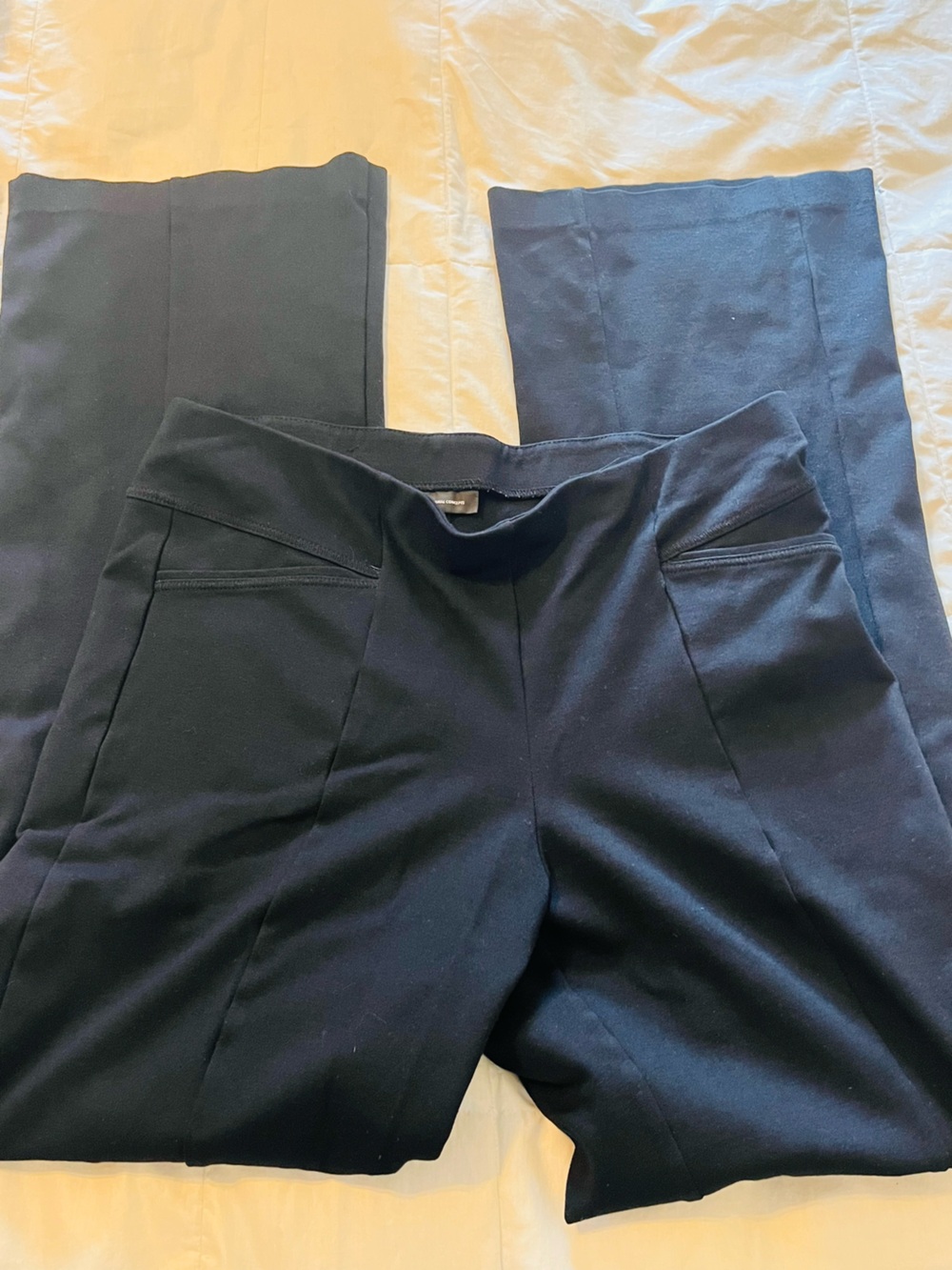 Black Ponte Knit Pull-On Wide Leg Pants Size 14 Long/Tall